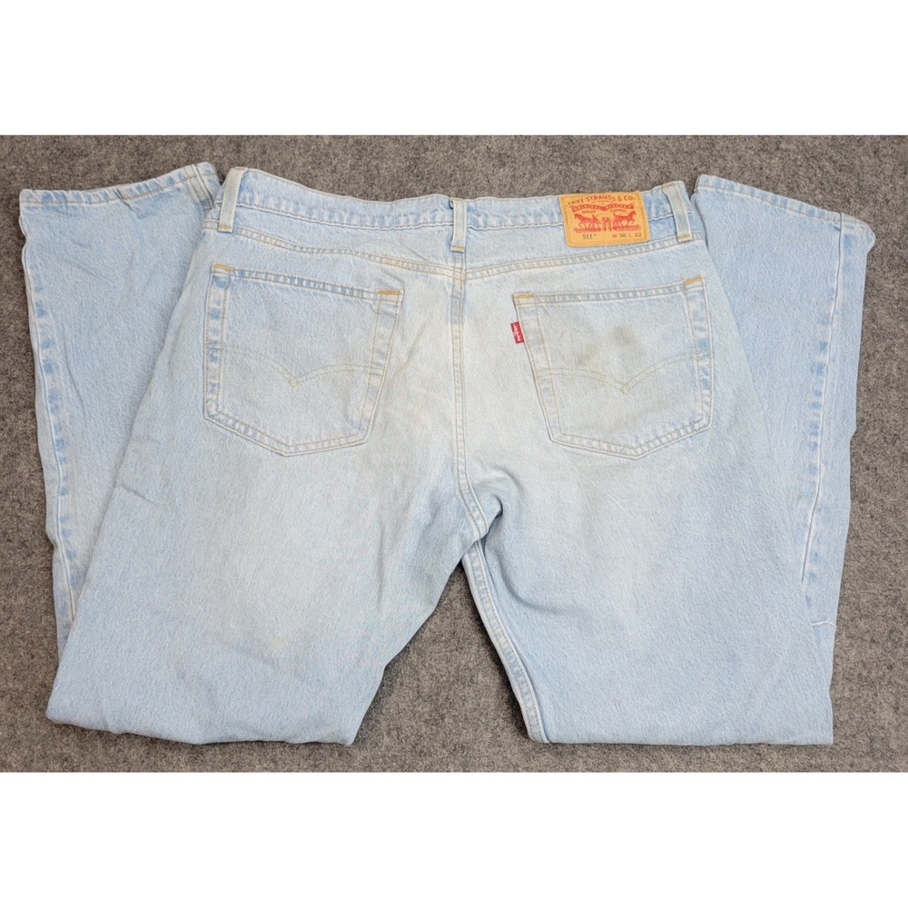 Levis 511 Jeans Mens 36X32 Blue Denim Y2K Distressed Streetwear Grunge Outdoor